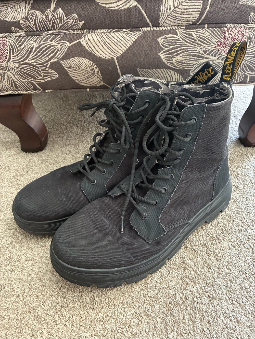 Dr. Martens Black Canvas Lace-Up Boots Combs ll